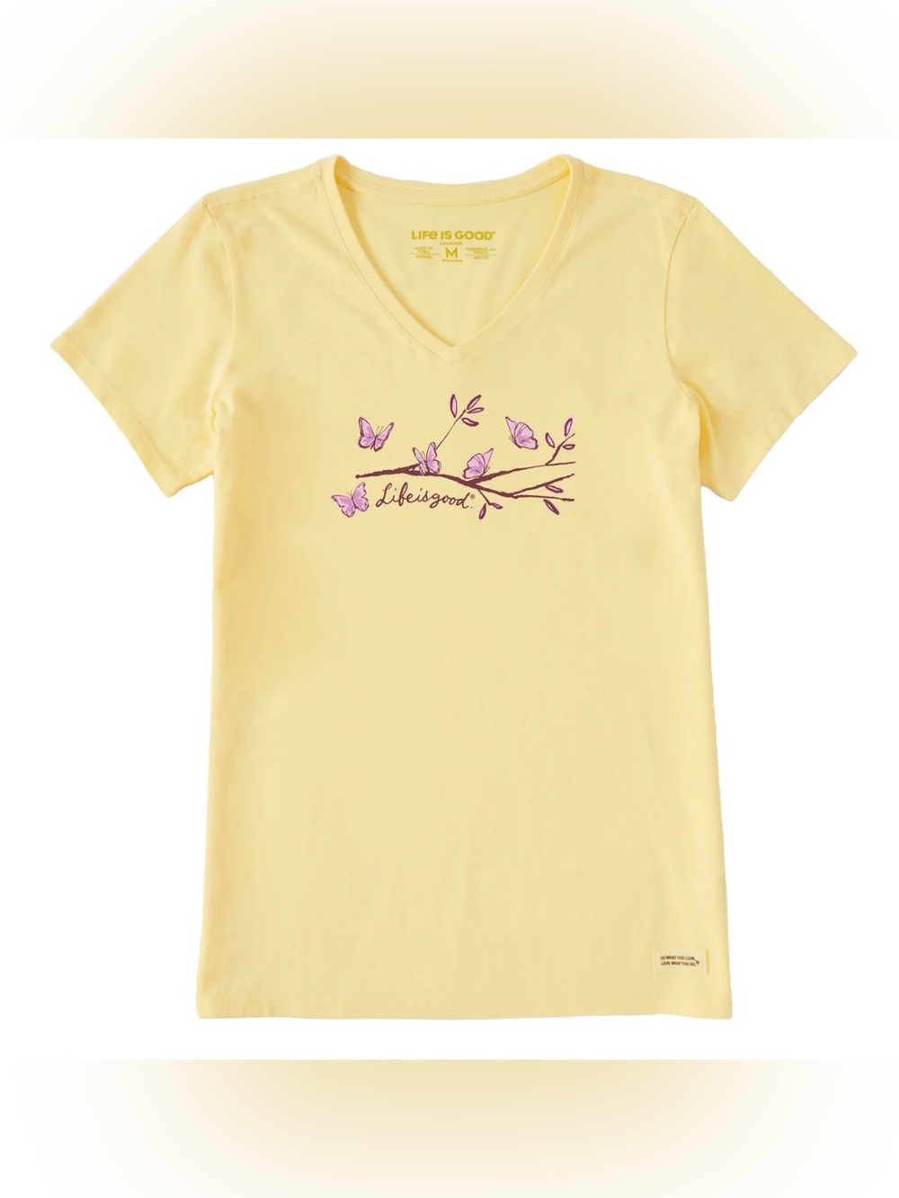 Life Is Good Women's Perch Nectar Short Sleeve Crusher Vee Yellow Women’s XL